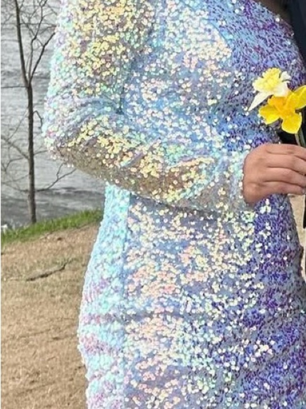 Alyce Paris Iridescent Sequin HOCO dress